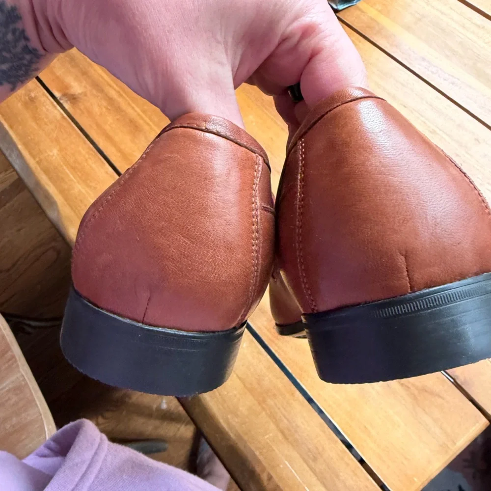 Johnston & Murphy Woven Leather Loafers in Chestnut Brown Men’s Size 11.5 - Picture 5 of 8